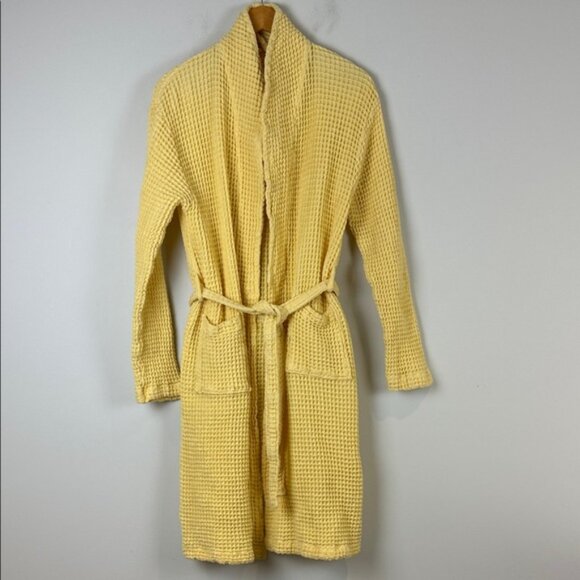 One Wednesday X Jilly Box Yellow Waffle Knit Robe Size Small - Picture 2 of 8